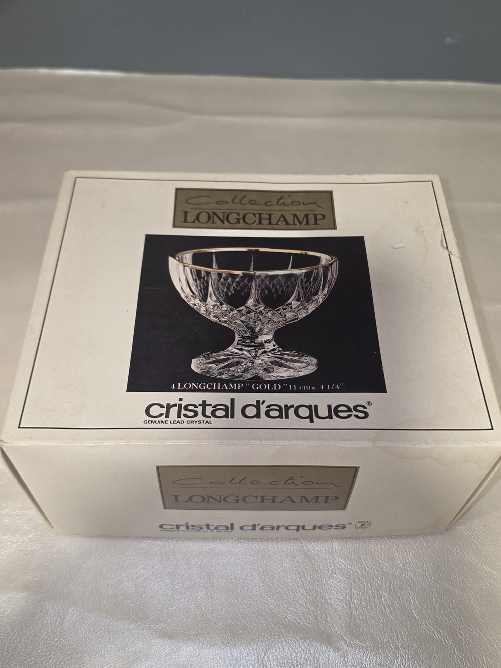 Vintage Cristal d'Arques Longchamp Gold-Trim Crystal Dessert Bowls - Set of 4